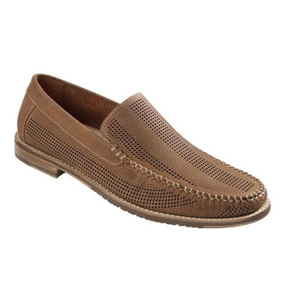 Tommy Bahama Felton Tan Perforated Leather Loafers Sz 8.5D - Picture 1 of 6
